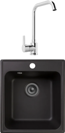 Комплект Мойка Reflection Quadra RF0243BL черная + Смеситель MEGA Ege MG-PL10 хром