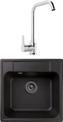 Комплект Мойка Reflection Etude RF0353BL черная + Смеситель MEGA Ege MG-PL10 хром
