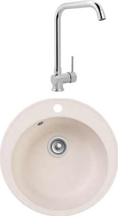 Комплект Мойка Reflection Arena RF0148WH белая + Смеситель MEGA Didim MG-CM107 хром