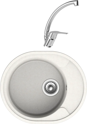 Комплект Мойка Reflection Allonge RF0658WH белая + Смеситель MEGA Mega MG-BMK016 хром
