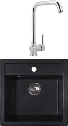 Комплект Мойка Reflexion Zia RX1251СL уголь + Смеситель MEGA Didim MG-CM107 хром