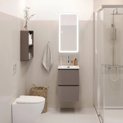 Мебель для ванной комнаты BelBagno Uno-mini 40 подвесная, 2 ящика, матовая бежевая
