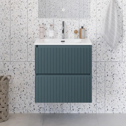 Тумба под раковину без столешницы BelBagno Uno-mini 60 подвесная, 2 ящика, матовая голубая