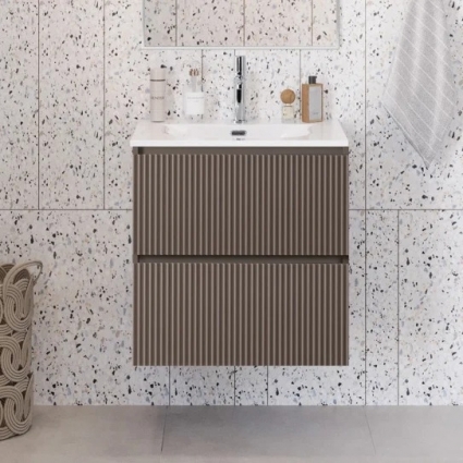 Тумба под раковину без столешницы BelBagno Uno 60 подвесная, 2 ящика, матовая бежевая