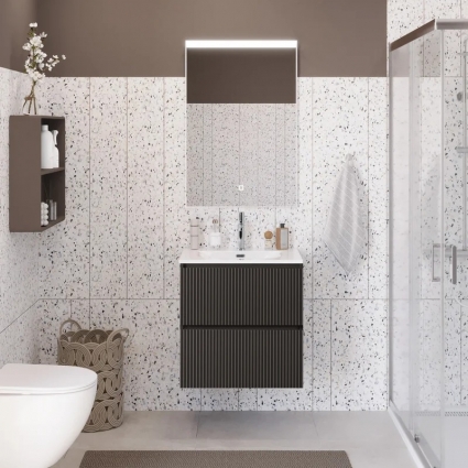 Мебель для ванной комнаты BelBagno Uno-mini 70 подвесная, 2 ящика, матовая темно-серая