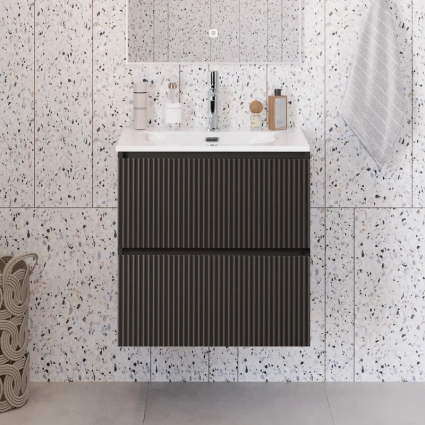 Тумба под раковину без столешницы BelBagno Uno-mini 70 подвесная, 2 ящика, матовая темно-серая