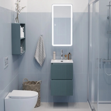 Мебель для ванной комнаты BelBagno Uno-mini 40 подвесная, 2 ящика, матовая голубая