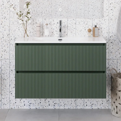 Тумба под раковину без столешницы BelBagno Uno-mini 100 подвесная, 2 ящика, матовая еловая