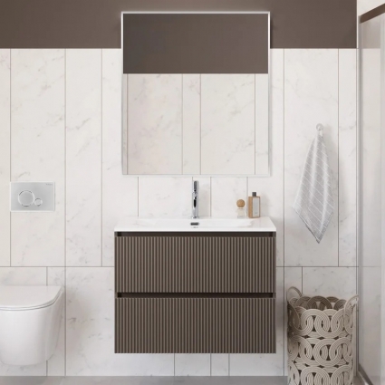 Мебель для ванной комнаты BelBagno Uno-mini 100 подвесная, 2 ящика, матовая бежевая