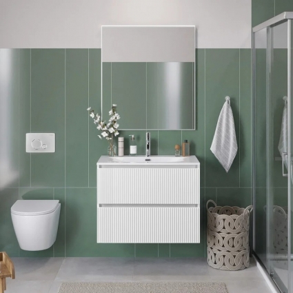 Мебель для ванной комнаты BelBagno Uno-mini 100 подвесная, 2 ящика, bianco opaco