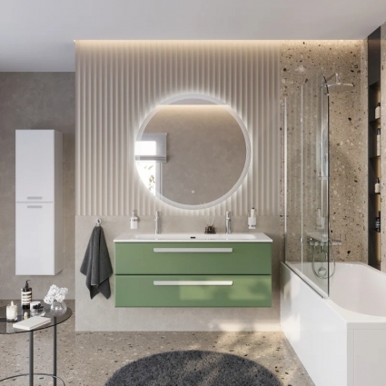 Мебель для ванной комнаты Cezares Eco Cer-N 120 фисташковый софт, раковина Eco 120-1-2, ручки сатин