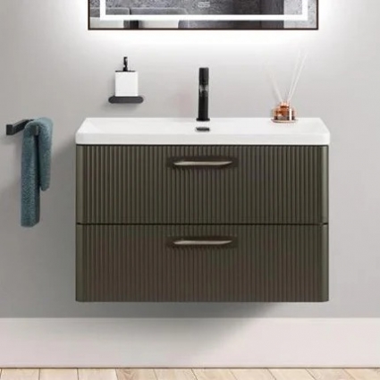 Тумба под раковину без столешницы BelBagno Due 80 подвесная, 2 ящика, оружейная сталь