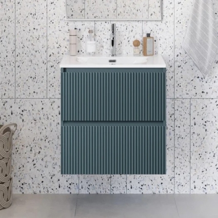 Тумба под раковину без столешницы BelBagno Uno 60 подвесная, 2 ящика, матовая голубая