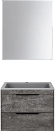 Мебель для ванной комнаты Vincea Chiara 2D 60, 2 ящика, камень, с серой раковиной