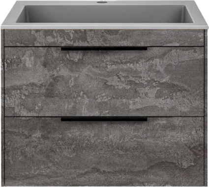 Тумба с раковиной Vincea Chiara 2D 60, 2 ящика, камень, с серой раковиной