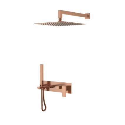 Душевой комплект Boheme Qubic 474-CB С ВНУТРЕННЕЙ ЧАСТЬЮ, copper brushed