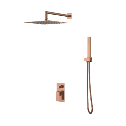 Душевой комплект Boheme Qubic 474-3-CB С ВНУТРЕННЕЙ ЧАСТЬЮ, copper brushed