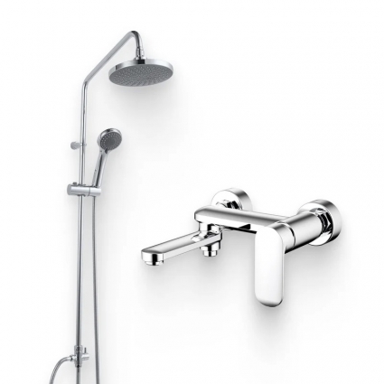 Душевой комплект Смеситель Bravat Opal F6125183CP-01-RUS + Стойка Fit D283CP-2-RUS