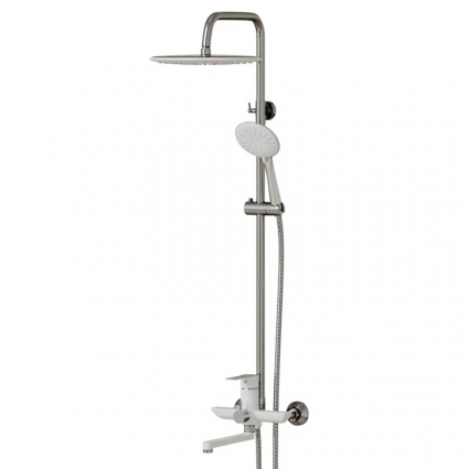 Душевая система 35к MIXLINE ML2415 излив лейка 3 позиции +лейка "Тропический душ" ХРОМ/БЕЛЫЙ