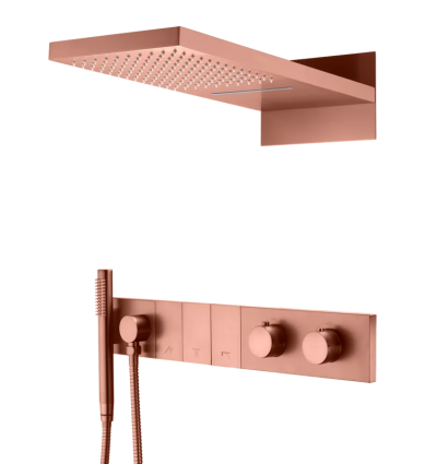 Душевой комплект Boheme Zodiac 133-CB термостат, С ВНУТРЕННЕЙ ЧАСТЬЮ, copper brushed
