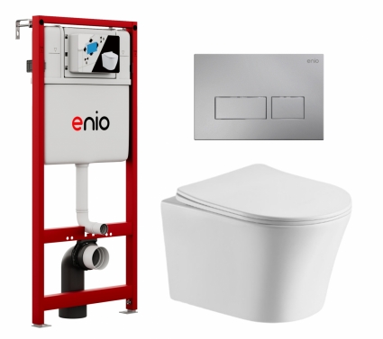 Комплект 3 в 1 инсталляция Enio Profi EN7050050 + Подвесной унитаз CeruttiSpa Adige Aria CT7837 + кнопка хром матовый Linea