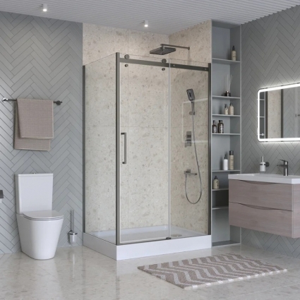 Душевой уголок BelBagno Marino 2 AH-1-130/90-C-GM 130x90, профиль оружейная сталь, стекло прозрачное