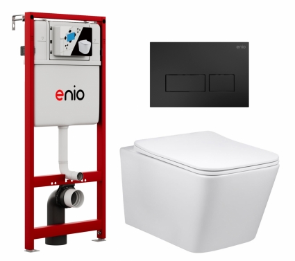 Комплект 3 в 1 инсталляция Enio Profi EN7050050 + Унитаз Vincea Q-Line VT1-12 + кнопка чёрная матовая Linea