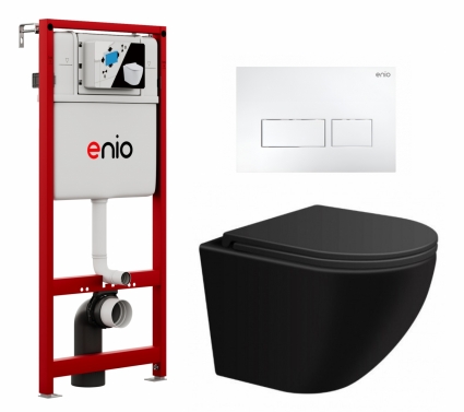Комплект 3 в 1 инсталляция Enio Profi EN7050050 + Подвесной унитаз SinteSi EVI + кнопка белая матовая Linea