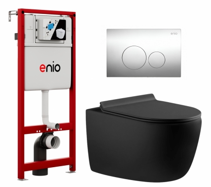 Комплект 3 в 1 инсталляция Enio Profi EN7050050 + Унитаз подвесной Aquanet Cetus-BW 287008 + кнопка хром Sfera 