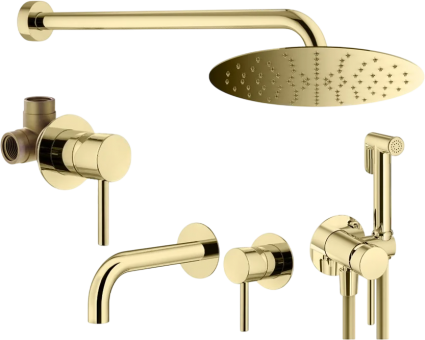 Комплект для ванной Plumberia Selection Ixo KITZXO01OR210 С ВНУТРЕННЕЙ ЧАСТЬЮ, золото 24к