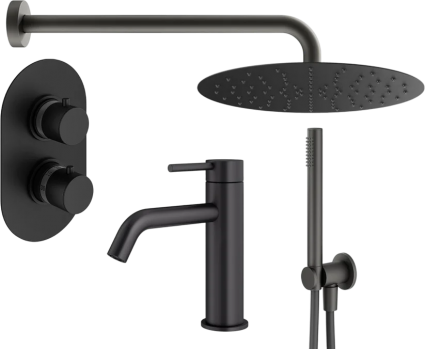 Комплект для ванной Plumberia Selection Ixo KITXOT18NO53 С ВНУТРЕННЕЙ ЧАСТЬЮ, черный матовый