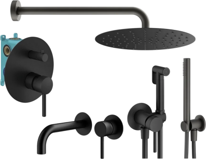 Комплект для ванной Plumberia Selection Ixo KITZXO18NO210 С ВНУТРЕННЕЙ ЧАСТЬЮ, черный матовый