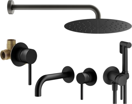 Комплект для ванной Plumberia Selection Ixo KITZXO01NO210 С ВНУТРЕННЕЙ ЧАСТЬЮ, черный матовый