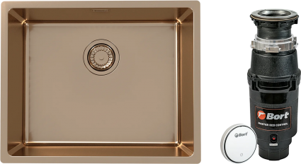 Комплект Мойка Alveus Kombino Monarch 50 медь, встраиваемая снизу + Измельчитель Bort Master Eco Control