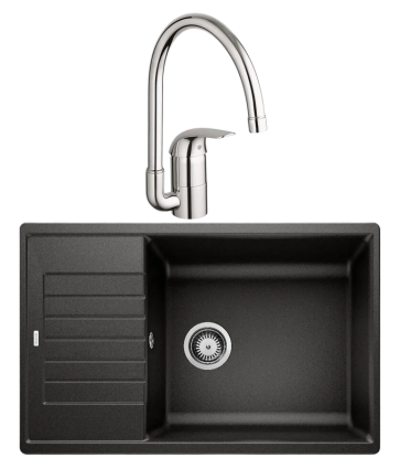 Комплект Мойка Blanco Zia XL 6S Compact 526019 черная + Смеситель Grohe Euroeco 32752000