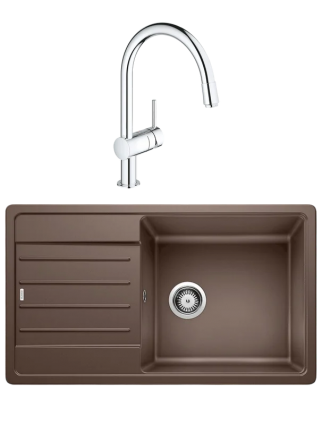 Комплект Мойка Blanco Legra XL 6 S кофе + Смеситель Grohe Minta 3291800E хром