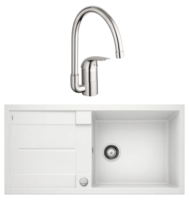 Комплект Мойка Blanco Metra XL 6S 515280 белая + Смеситель Grohe Euroeco 32752000