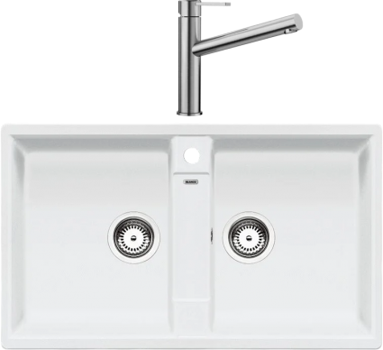 Комплект Мойка Blanco Zia 9 белая + Смеситель Ambis Ambis 523118