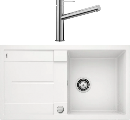 Комплект Мойка Blanco Metra 5S 513037 белая + Смеситель Ambis Ambis 523118