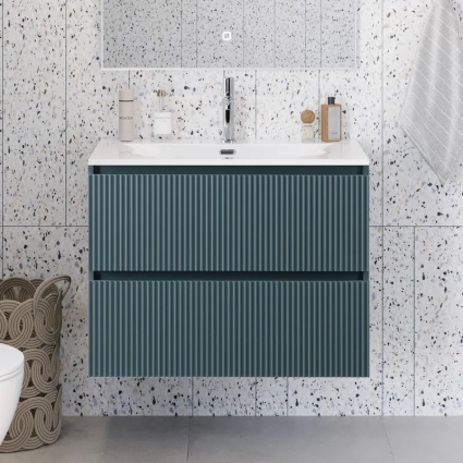 Тумба под раковину без столешницы BelBagno Uno-mini 90 подвесная, 2 ящика, матовая голубая
