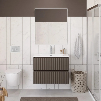 Мебель для ванной комнаты BelBagno Uno-mini 90 подвесная, 2 ящика, матовая бежевая