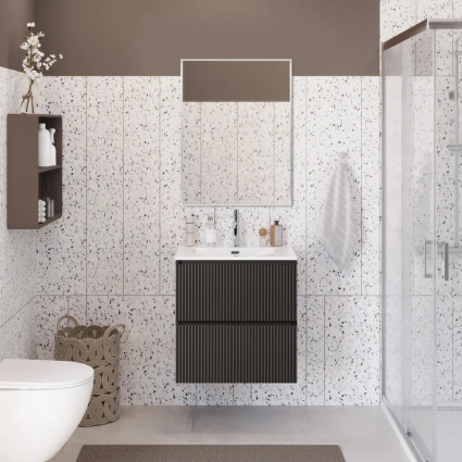 Мебель для ванной комнаты BelBagno Uno-mini 50 подвесная, 2 ящика, матовая темно-серая