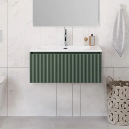 Тумба с раковиной BelBagno Uno 80 подвесная, 1 ящик, матовая еловая