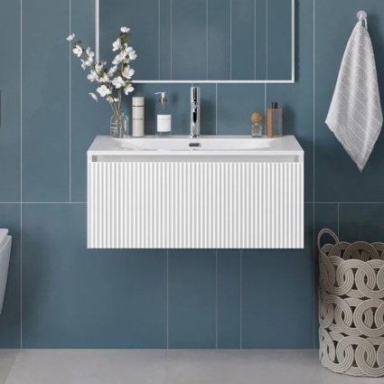 Тумба с раковиной BelBagno Uno 80 подвесная, 1 ящик, bianco opaco