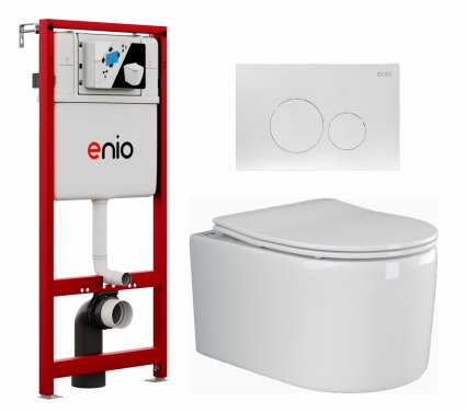 Комплект 3 в 1 инсталляция Enio Profi EN7050050 + Унитаз подвесной Ceramica Nova Moments CN3003 + кнопка белая матовая Sfera