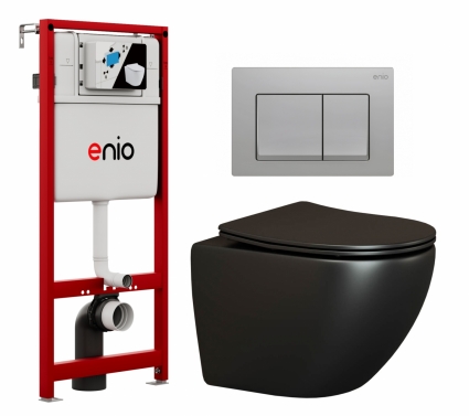 Комплект 3 в 1 инсталляция Enio Profi EN7050050 + Унитаз подвесной Ceramica Nova Metropol CN4002MB + кнопка хром матовый Pulsante