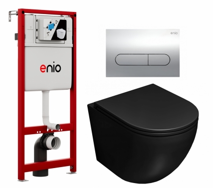 Комплект 3 в 1 инсталляция Enio Profi EN7050050 + Унитаз подвесной Lorne Pilpao BL LN5007503 + кнопка хром Stondato