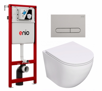 Комплект 3 в 1 инсталляция Enio Profi EN7050050 +  Унитаз подвесной Lorne Pilpao LN5007501 + кнопка хром матовый Stondato