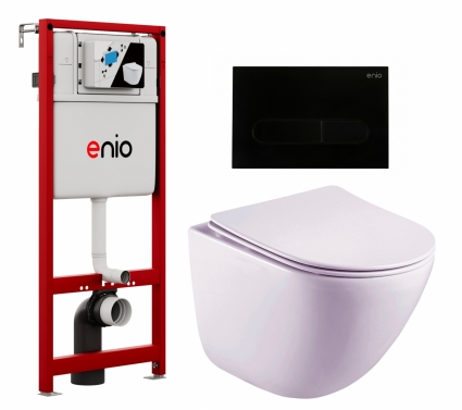 Комплект 3 в 1 инсталляция Enio Profi EN7050050 + Унитаз подвесной Esbano Lotus ESUPLOTUW + кнопка черная матовая Stondato