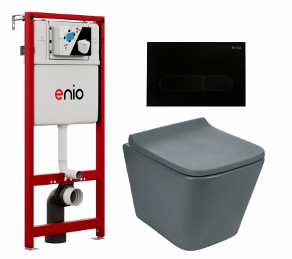 Комплект 3 в 1 инсталляция Enio Profi EN7050050 + Унитаз подвесной Weltwasser WW SK Gelbach 041 MT-GR + кнопка черная матовая Stondato